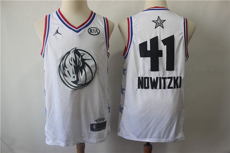 Men Dallas Mavericks #41 Nowitzki White 2019 All Star NBA Jerseys->miami heat->NBA Jersey